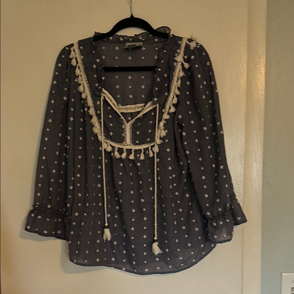 Anthropologie Maeve XL Women's blue Boho Blouse